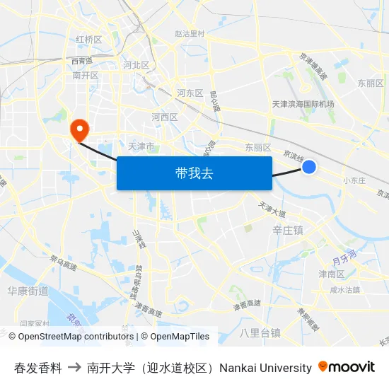春发香料 to 南开大学（迎水道校区）Nankai University map
