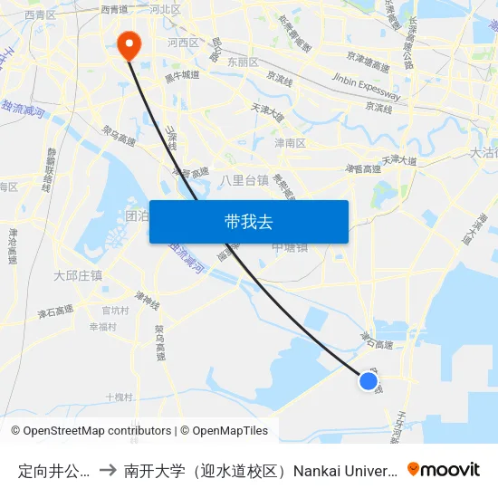 定向井公司 to 南开大学（迎水道校区）Nankai University map