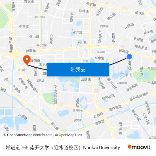 增进道 to 南开大学（迎水道校区）Nankai University map