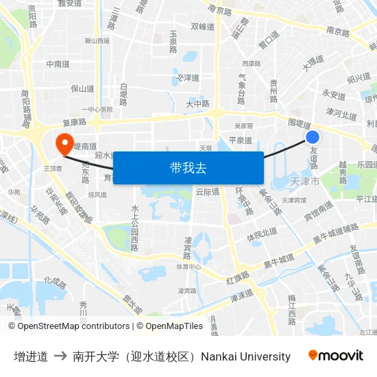 增进道 to 南开大学（迎水道校区）Nankai University map