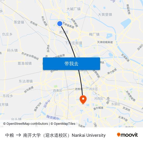 中粮 to 南开大学（迎水道校区）Nankai University map
