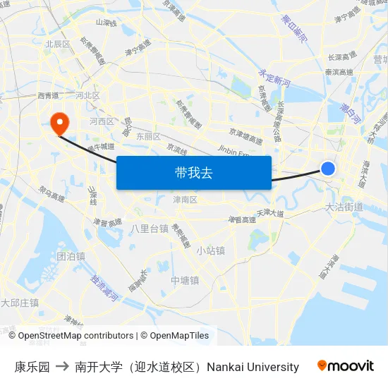康乐园 to 南开大学（迎水道校区）Nankai University map