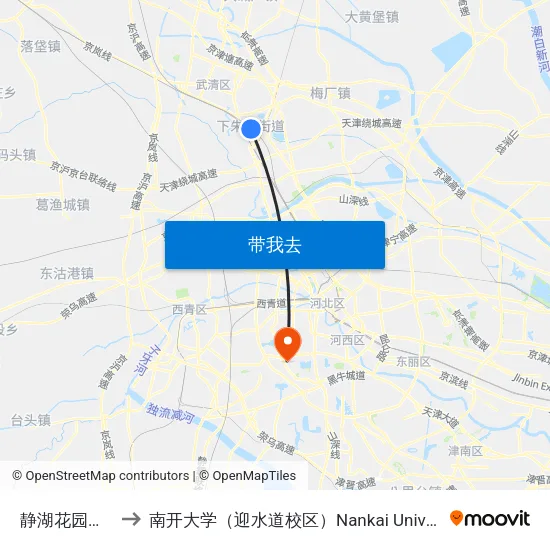 静湖花园东区 to 南开大学（迎水道校区）Nankai University map