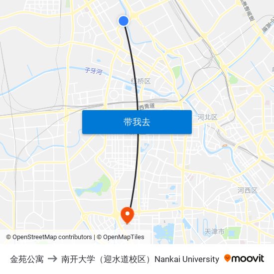 金苑公寓 to 南开大学（迎水道校区）Nankai University map