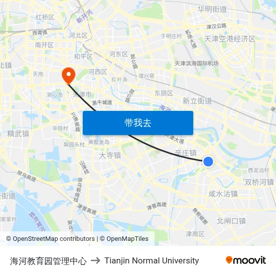 海河教育园管理中心 to Tianjin Normal University map