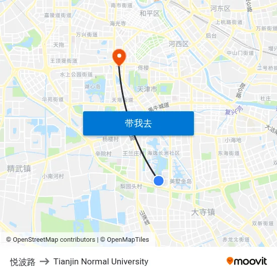 悦波路 to Tianjin Normal University map
