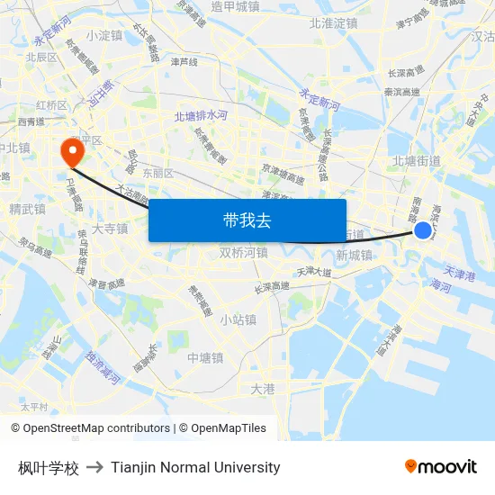 枫叶学校 to Tianjin Normal University map