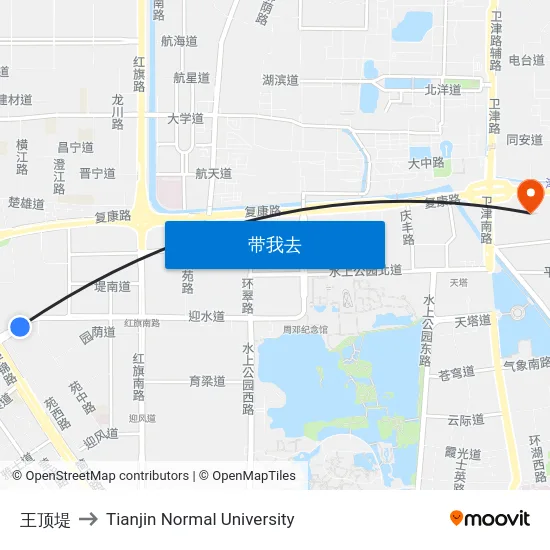 王顶堤 to Tianjin Normal University map