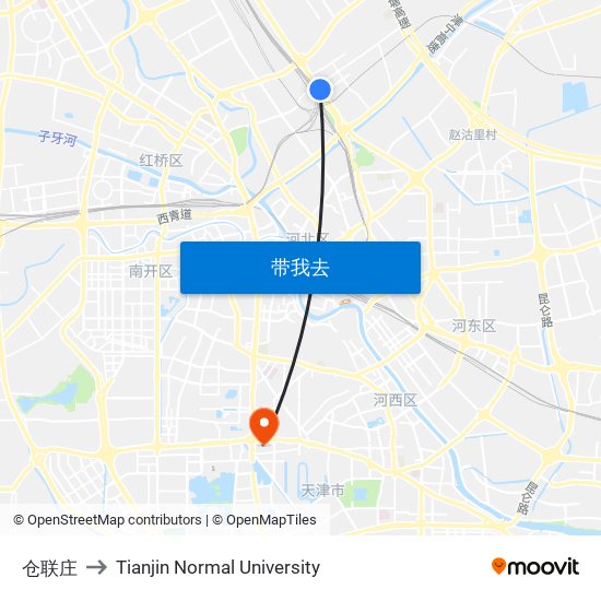 仓联庄 to Tianjin Normal University map