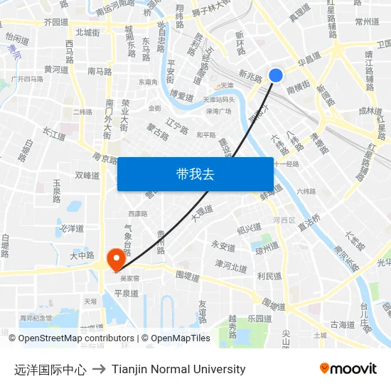 远洋国际中心 to Tianjin Normal University map