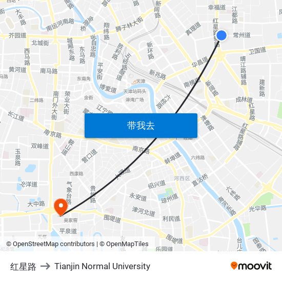 红星路 to Tianjin Normal University map