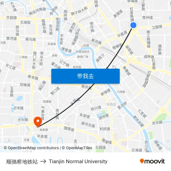 顺驰桥地铁站 to Tianjin Normal University map