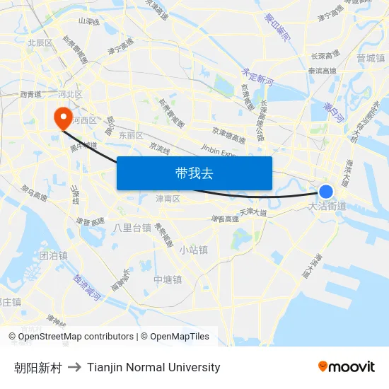 朝阳新村 to Tianjin Normal University map