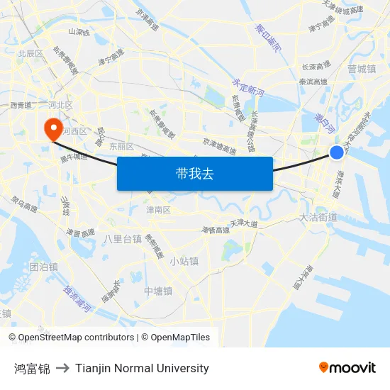 鸿富锦 to Tianjin Normal University map