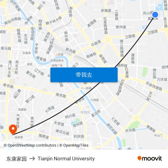 东康家园 to Tianjin Normal University map