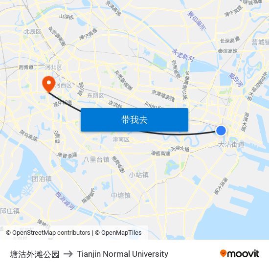 塘沽外滩公园 to Tianjin Normal University map