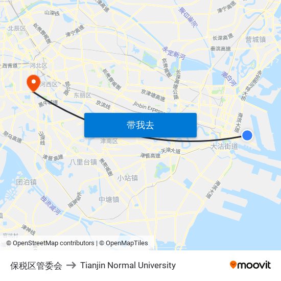 保税区管委会 to Tianjin Normal University map