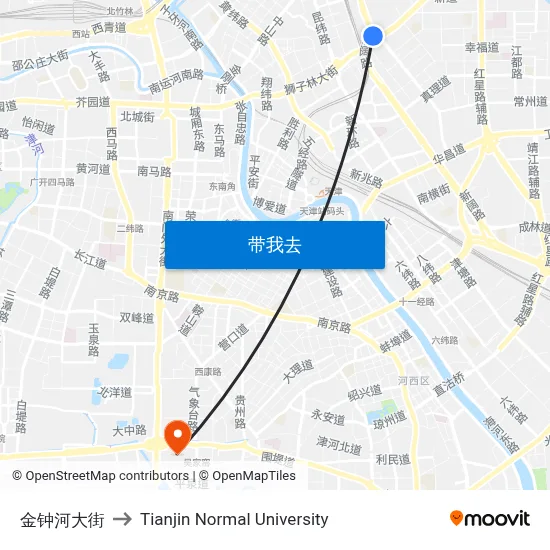 金钟河大街 to Tianjin Normal University map