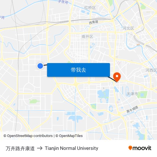 万卉路卉康道 to Tianjin Normal University map