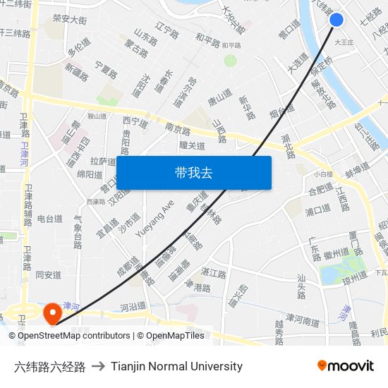 六纬路六经路 to Tianjin Normal University map