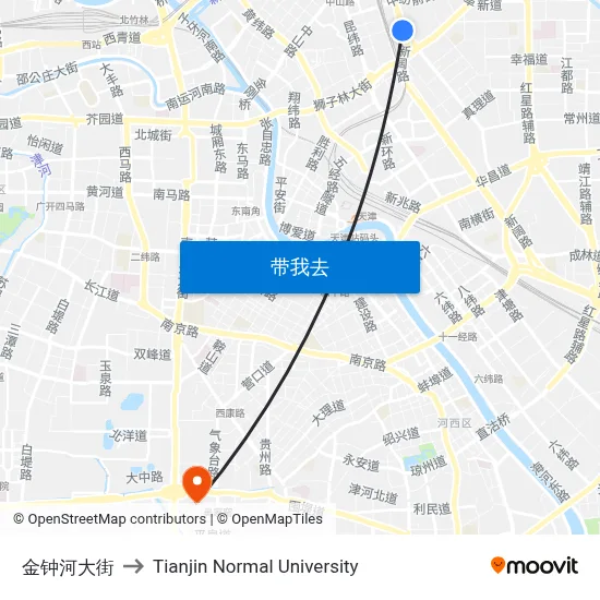 金钟河大街 to Tianjin Normal University map