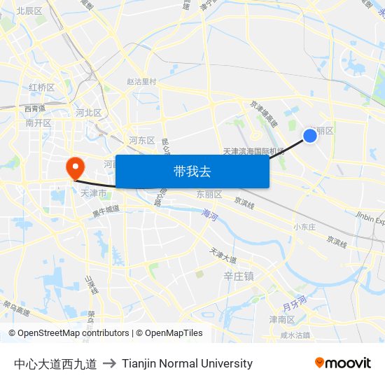中心大道西九道 to Tianjin Normal University map