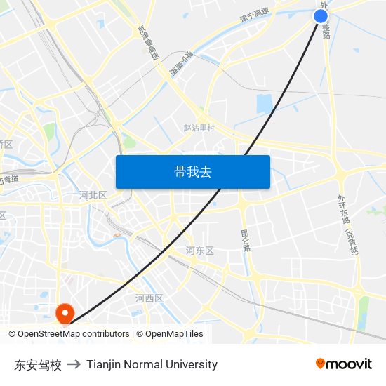东安驾校 to Tianjin Normal University map