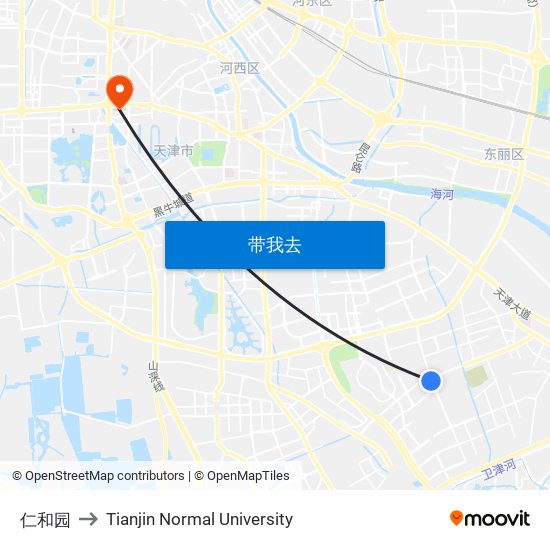 仁和园 to Tianjin Normal University map