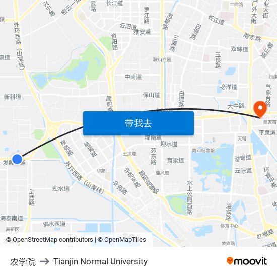 农学院 to Tianjin Normal University map