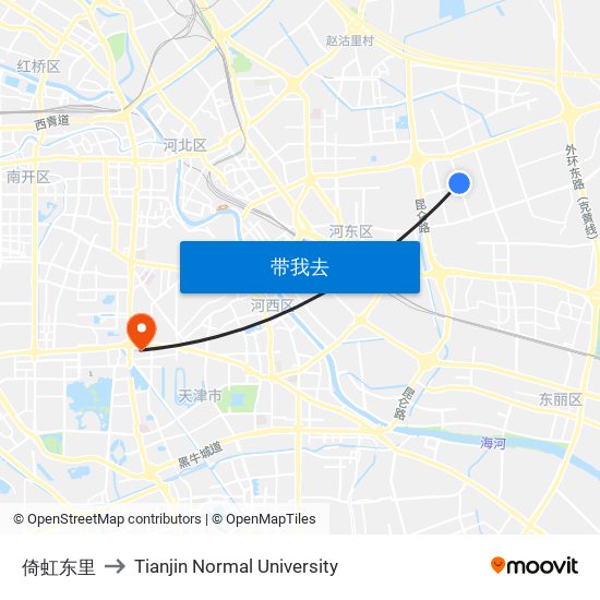 倚虹东里 to Tianjin Normal University map