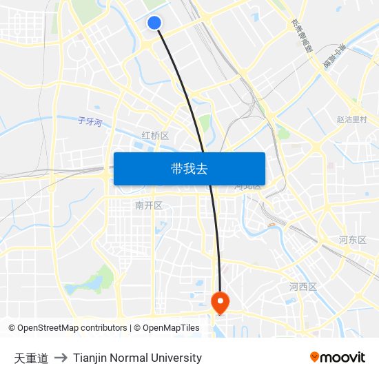 天重道 to Tianjin Normal University map