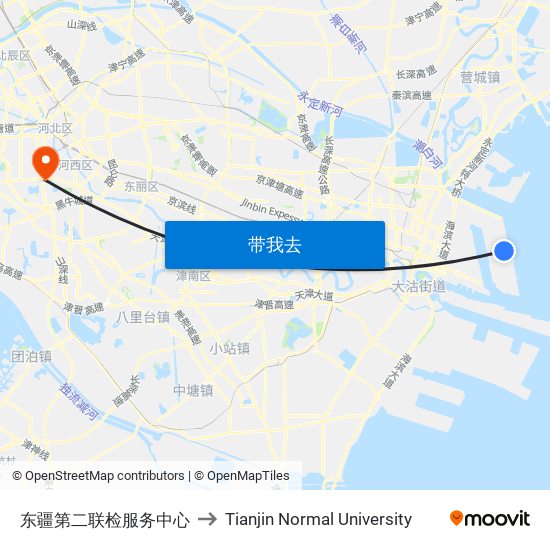 东疆第二联检服务中心 to Tianjin Normal University map