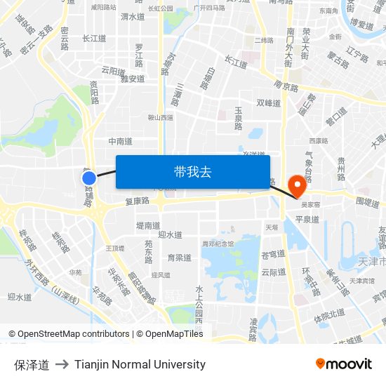 保泽道 to Tianjin Normal University map