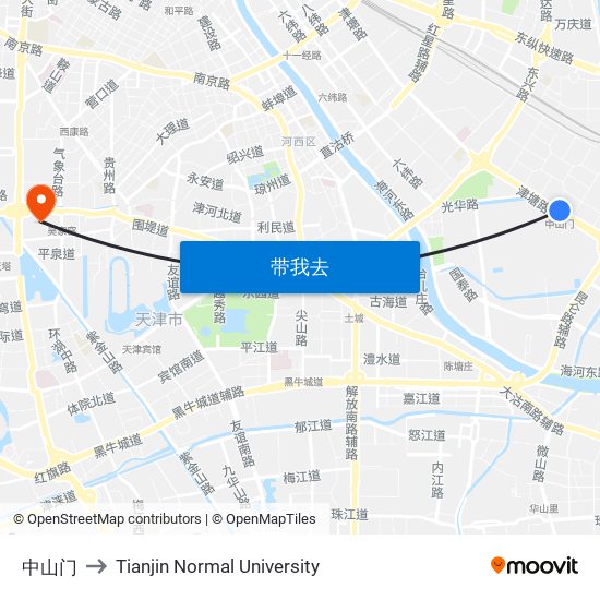 中山门 to Tianjin Normal University map