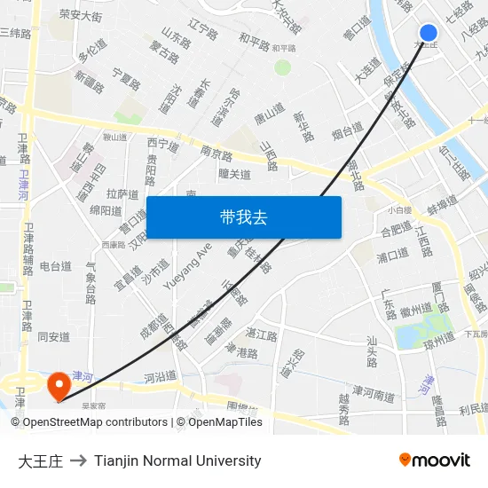 大王庄 to Tianjin Normal University map