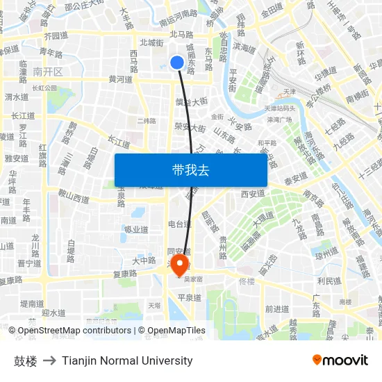 鼓楼 to Tianjin Normal University map