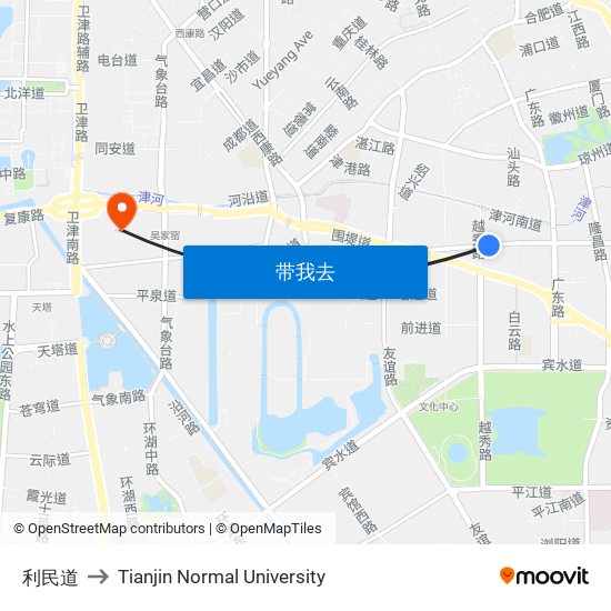 利民道 to Tianjin Normal University map