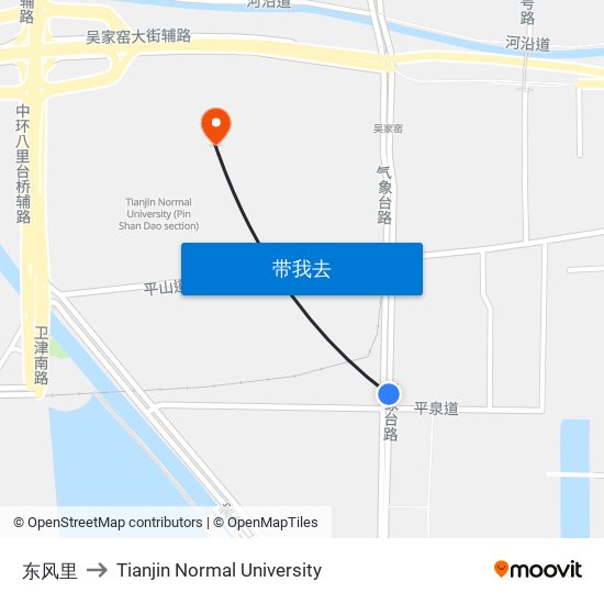 东风里 to Tianjin Normal University map