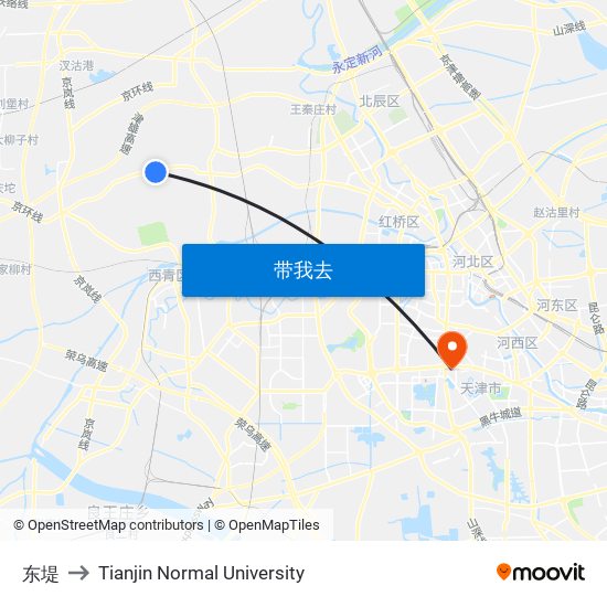 东堤 to Tianjin Normal University map