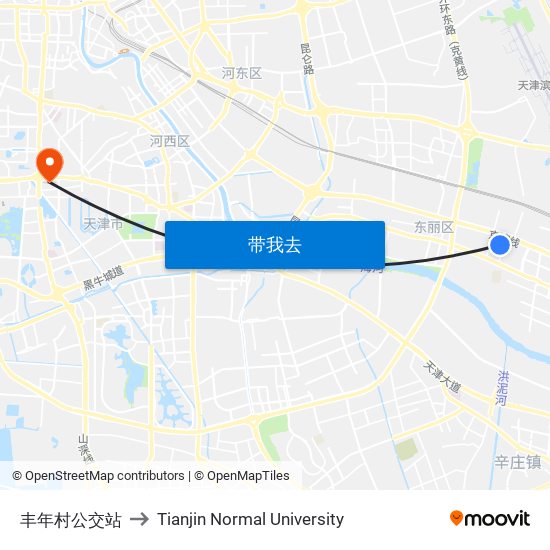 丰年村公交站 to Tianjin Normal University map