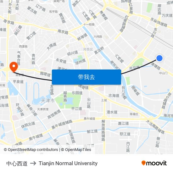 中心西道 to Tianjin Normal University map