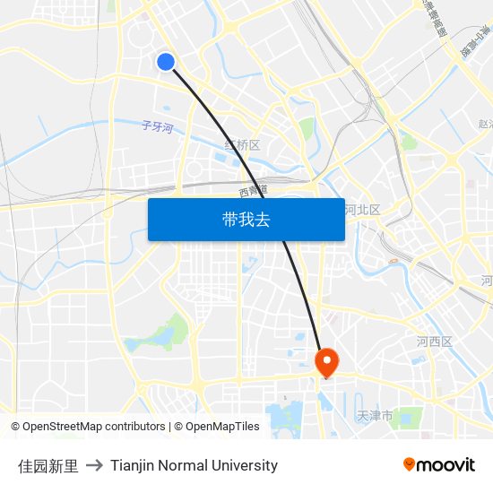 佳园新里 to Tianjin Normal University map