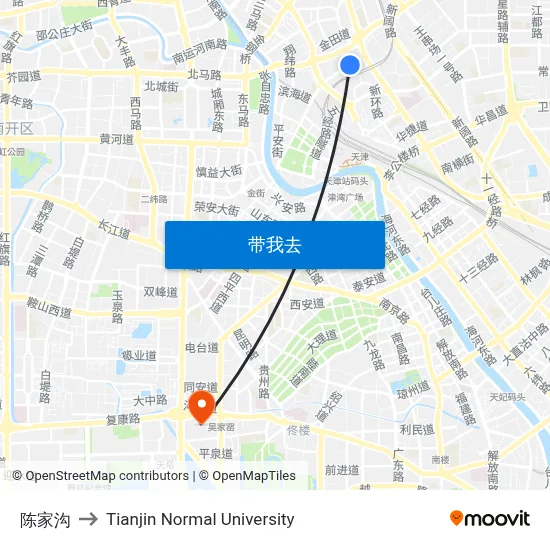 陈家沟 to Tianjin Normal University map