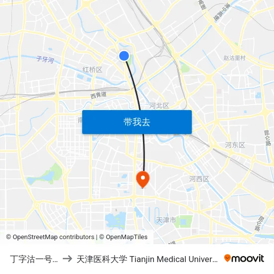 丁字沽一号路 to 天津医科大学 Tianjin Medical University map