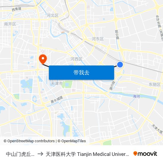 中山门虎丘路 to 天津医科大学 Tianjin Medical University map