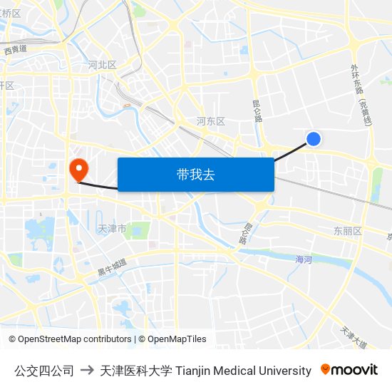 公交四公司 to 天津医科大学 Tianjin Medical University map