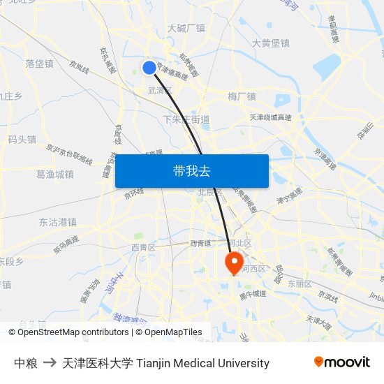 中粮 to 天津医科大学 Tianjin Medical University map