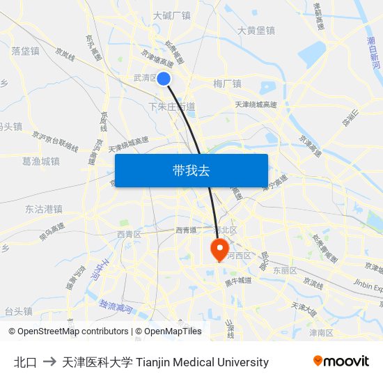 北口 to 天津医科大学 Tianjin Medical University map