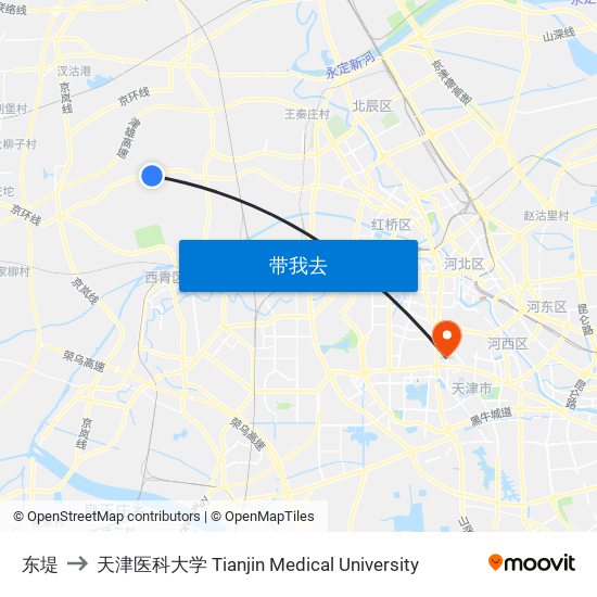 东堤 to 天津医科大学 Tianjin Medical University map