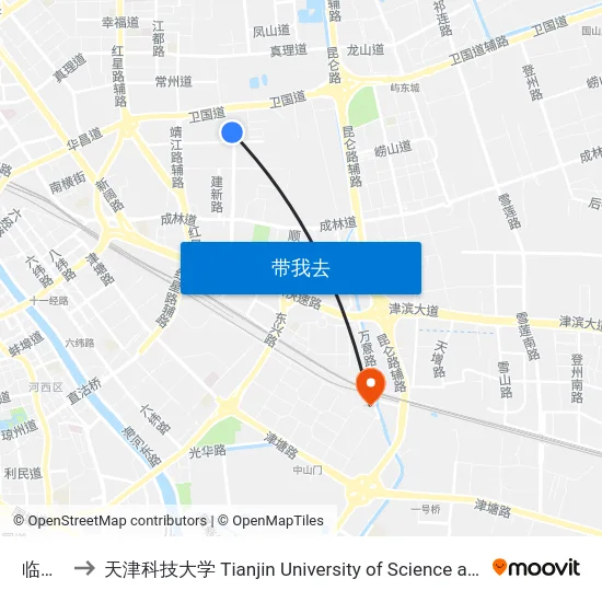临池里 to 天津科技大学 Tianjin University of Science and Technology map